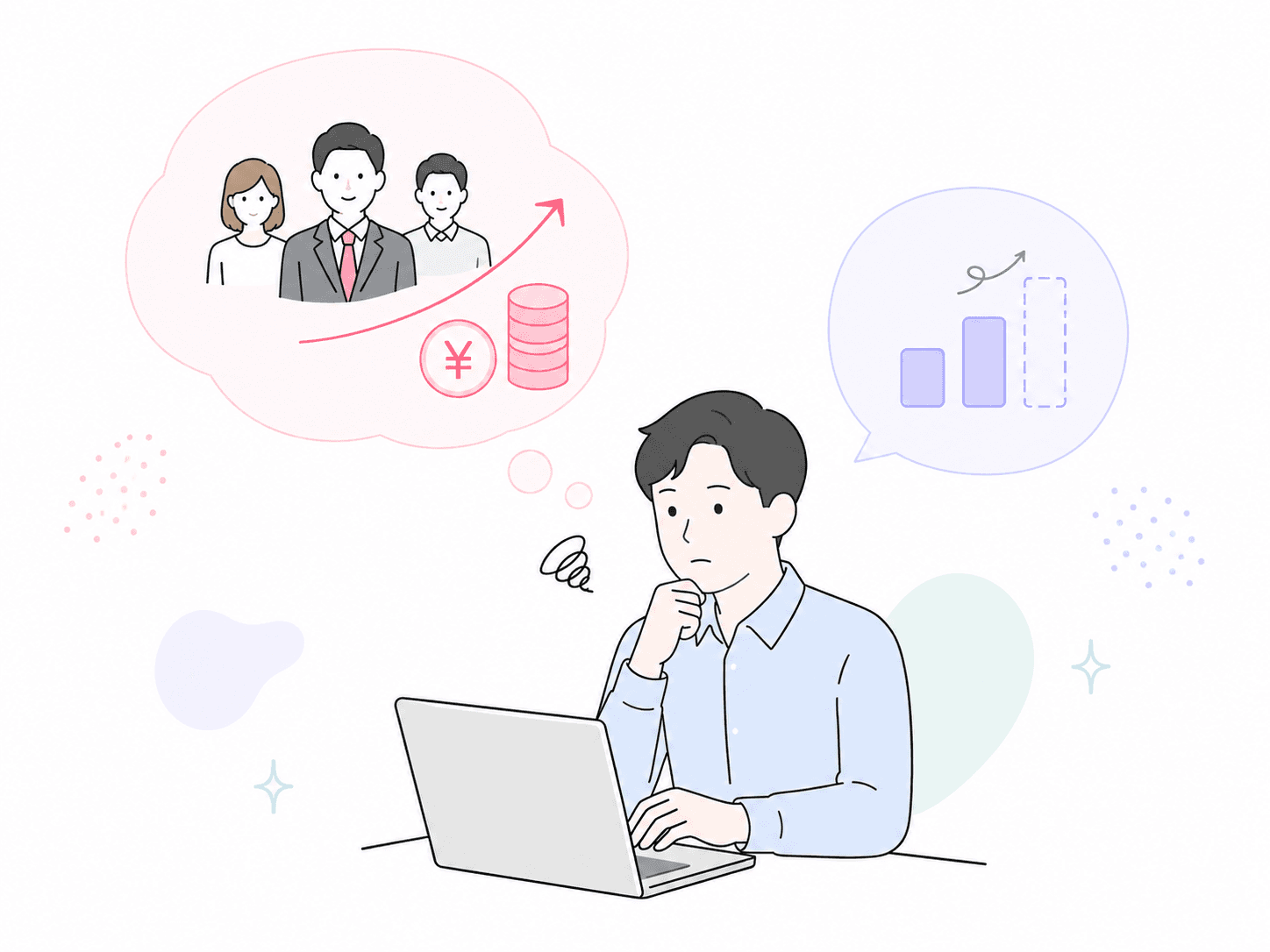 採用コスト上昇と戦力化の課題イラスト